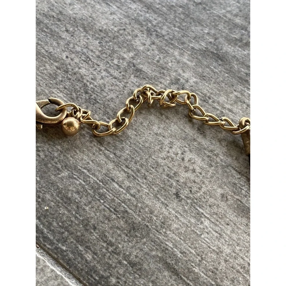 Chico’s Necklace Faux Leather Cord Gold Tone Pendant 18”